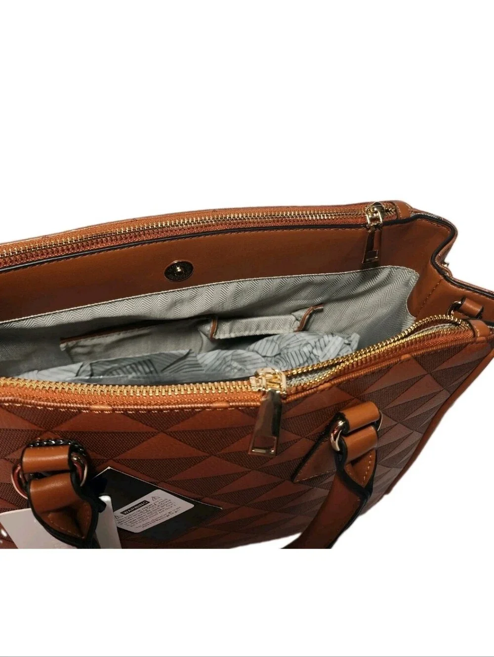 NWT Large Handbag Purse 2 In 1 Wallet Travel Bag Fashion Leather Vegan Gold Trim